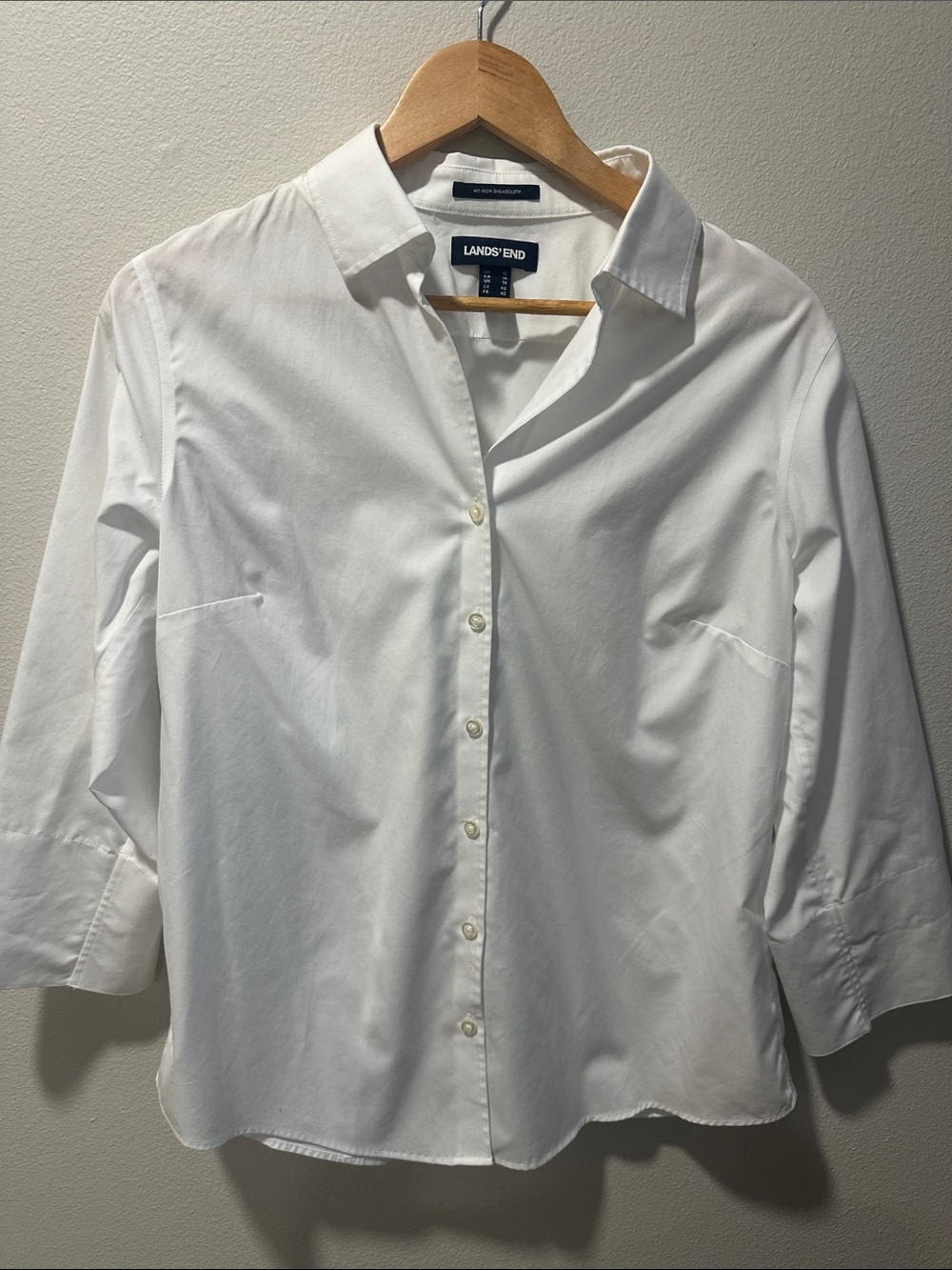Lands' End Men's White Button-Down Dress Shirt